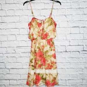 Grass Jeans Floral Dress With Lace Detail